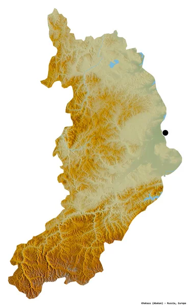 Форма Хакасс Республіка Росія Столицею Ізольованою Білому Тлі Карта Рельєфу — стокове фото
