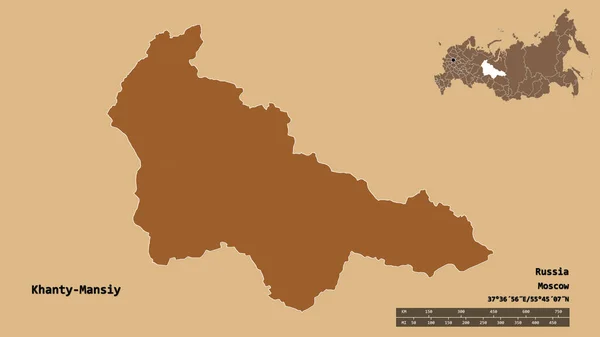 Form Khanty Mansiy Autonoma Provinsen Ryssland Med Dess Huvudstad Isolerad — Stockfoto
