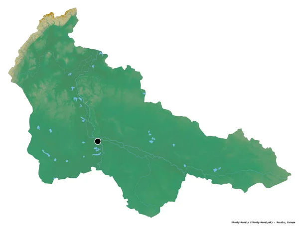 Form Khanty Mansiy Autonoma Provinsen Ryssland Med Dess Huvudstad Isolerad — Stockfoto