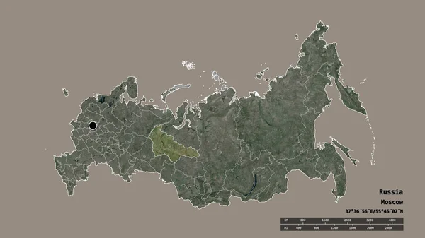 Forme Dénaturée Russie Avec Capitale Principale Division Régionale Région Séparée — Photo