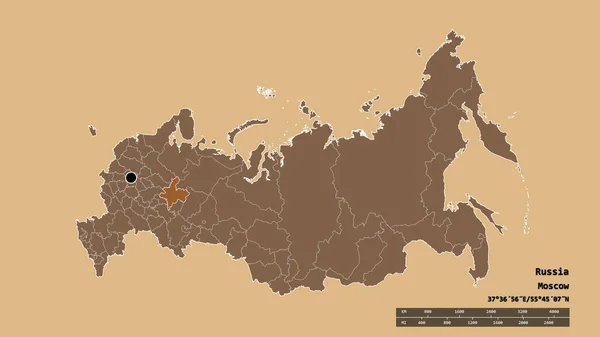 Die Ungesättigte Form Russlands Mit Seiner Hauptstadt Der Wichtigsten Regionalen — Stockfoto