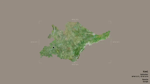 Area Komi Republic Russia Isolated Solid Background Georeferenced Bounding Box — Stock Photo, Image