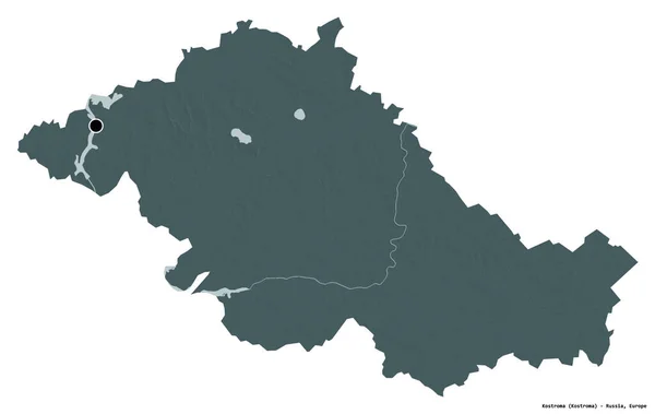 Gestalt Von Kostroma Region Von Russland Mit Seiner Hauptstadt Isoliert — Stockfoto