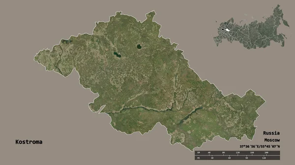 Gestalt Von Kostroma Region Von Russland Mit Seiner Hauptstadt Isoliert — Stockfoto