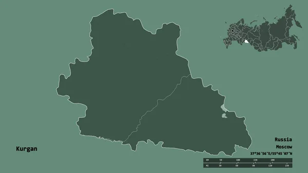 Muoto Kurgan Venäjän Alueella Sen Pääkaupunki Eristetty Vankka Tausta Etäisyysasteikko — kuvapankkivalokuva