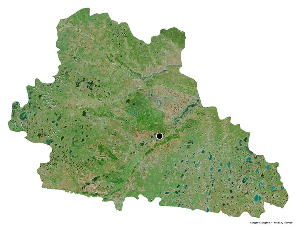 ロシアの地域であるクルガンの形で 首都は白い背景に孤立しています 衛星画像 3Dレンダリング — ストック写真