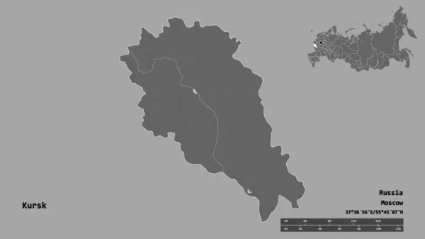 Form Kursk Regionen Ryssland Med Dess Huvudstad Isolerad Solid Bakgrund — Stockfoto