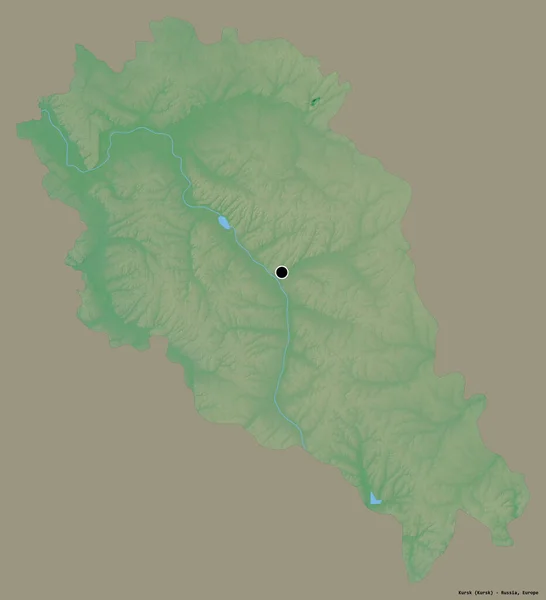 Forma Kursk Región Rusia Con Capital Aislada Sobre Fondo Color —  Fotos de Stock