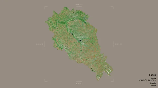 Obszar Kursk Region Rosji Odizolowany Solidnym Tle Georeferencyjnym Polu Granicznym — Zdjęcie stockowe