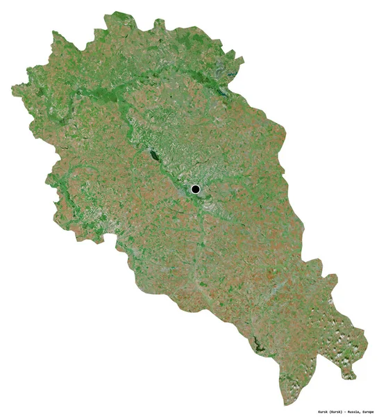Form Kursk Regionen Ryssland Med Dess Huvudstad Isolerad Vit Bakgrund — Stockfoto