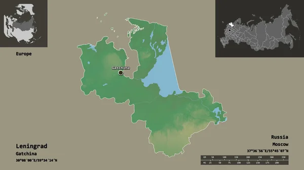 Gestalt Von Leningrad Der Russischen Region Und Ihrer Hauptstadt Entfernungsskala — Stockfoto