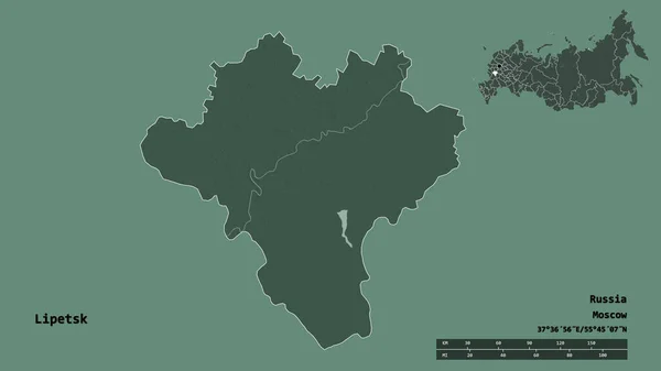 Forma Lipetsk Región Rusia Con Capital Aislada Sobre Fondo Sólido —  Fotos de Stock