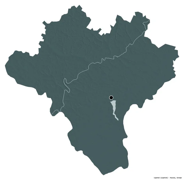 Kształt Lipecka Regionu Rosji Stolicą Odizolowaną Białym Tle Kolorowa Mapa — Zdjęcie stockowe