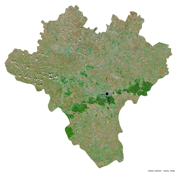 ロシアの地域であるリペツクの形で その首都は白い背景に孤立しています 衛星画像 3Dレンダリング — ストック写真