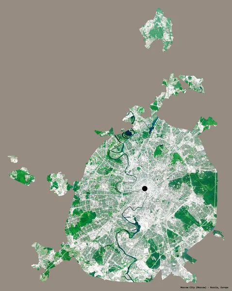 俄罗斯城市莫斯科市的形状 它的首都用纯色的背景隔开 卫星图像 3D渲染 — 图库照片