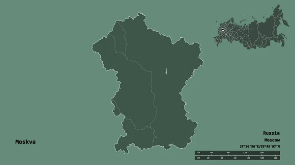 Forma Moskva Región Rusia Con Capital Aislada Sobre Fondo Sólido —  Fotos de Stock