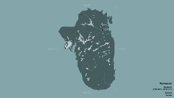 Area Murmansk Region Russia Isolated Solid Background Georeferenced Bounding Box — Stock Photo, Image