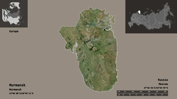 Gestalt Von Murmansk Der Russischen Region Und Ihrer Hauptstadt Entfernungsskala — Stockfoto