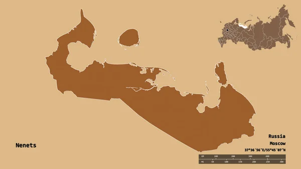 Forme Nenets Province Autonome Russie Avec Capitale Isolée Sur Fond — Photo