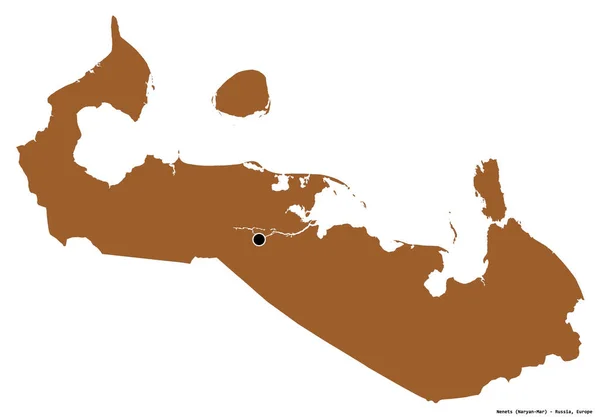 Форма Ненець Автономна Провінція Росії Столицею Ізольованою Білому Тлі Склад — стокове фото