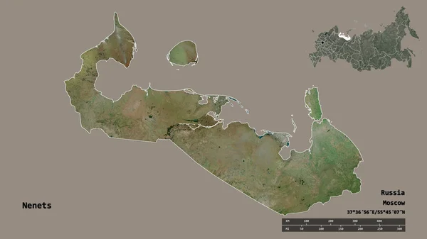 Forma Nenets Provincia Autónoma Rusia Con Capital Aislada Sobre Fondo — Foto de Stock