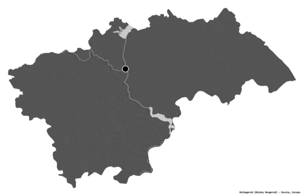 Форма Ніжегорода Регіону Росії Столицею Ізольованою Білому Тлі Білевелівська Карта — стокове фото