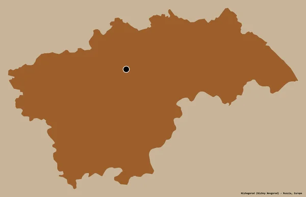Kształt Niżegorodu Regionu Rosji Jego Kapitału Izolowane Solidnym Tle Koloru — Zdjęcie stockowe