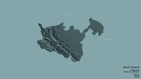 位于俄罗斯共和国北奥塞梯的一个地区 在一个地理参照框的坚实背景下被隔离 彩色高程图 3D渲染 — 图库照片
