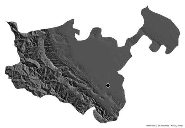 Forma Osetia Del Norte República Rusia Con Capital Aislada Sobre —  Fotos de Stock