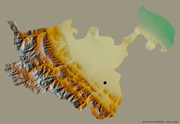 Shape North Ossetia Republic Russia Its Capital Isolated Solid Color — Stock Photo, Image