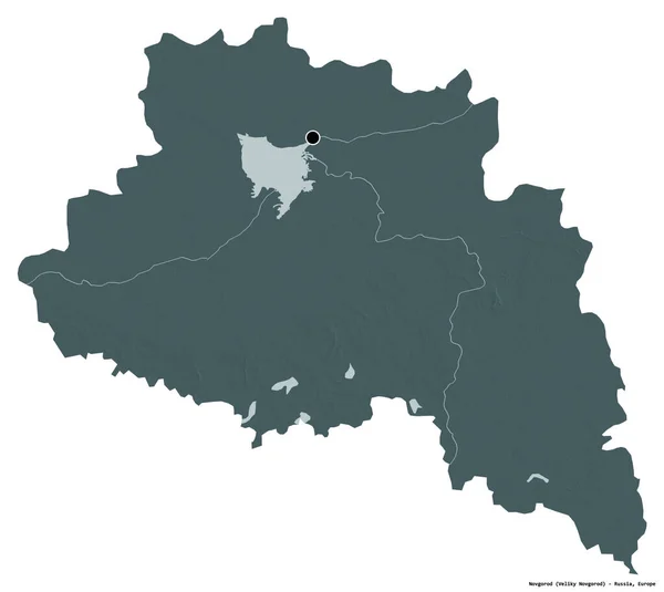 Vorm Van Novgorod Regio Van Rusland Met Hoofdstad Geïsoleerd Witte — Stockfoto