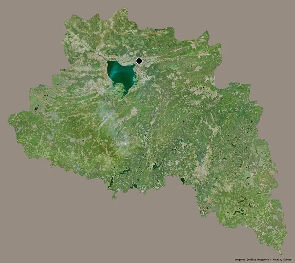 俄罗斯诺夫哥罗德的形状 其首都被隔离在纯色的背景下 卫星图像 3D渲染 — 图库照片