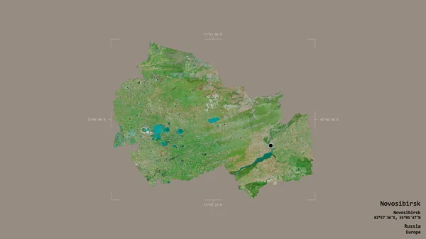 俄罗斯Novosibirsk地区 在一个地理参照框的坚实背景上被隔离 卫星图像 3D渲染 — 图库照片