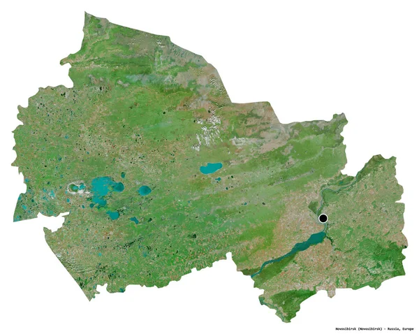 Forma Novosibirsk Región Rusia Con Capital Aislada Sobre Fondo Blanco — Foto de Stock