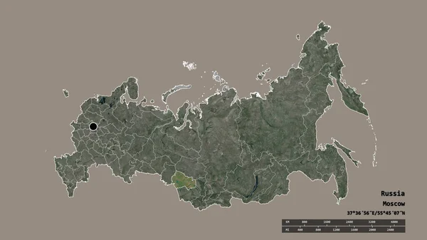 主要な地域部門と分離ノヴォシビルスク地域とロシアの荒廃した形 ラベル 衛星画像 3Dレンダリング — ストック写真