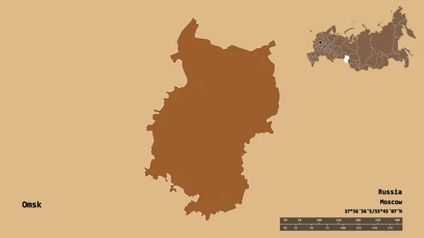 Σχήμα Omsk Περιοχή Της Ρωσίας Κεφάλαιό Της Απομονωμένο Στέρεο Υπόβαθρο — Φωτογραφία Αρχείου