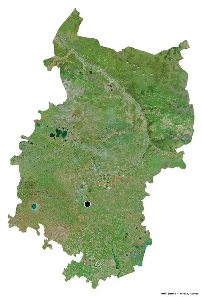 俄罗斯奥姆斯克地区的形状 其首都被白色背景隔离 卫星图像 3D渲染 — 图库照片