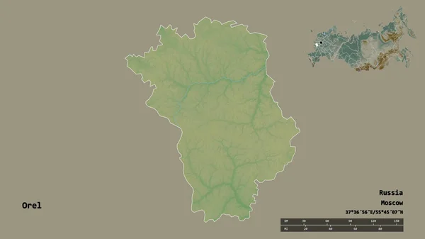 Forma Orel Regione Della Russia Con Sua Capitale Isolata Uno — Foto Stock
