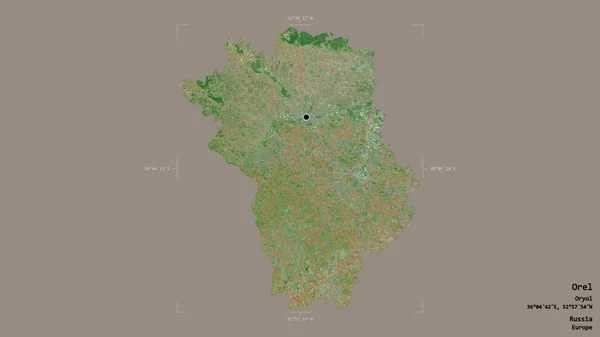 Территория Орла Область России Изолирована Твердом Фоне Геометрической Граничной Коробке — стоковое фото