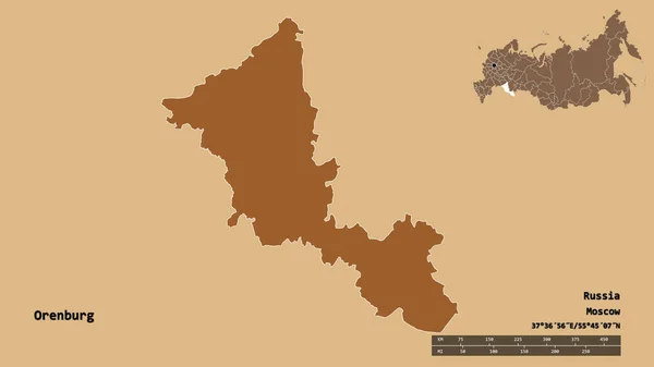 Vorm Van Orenburg Regio Van Rusland Met Hoofdstad Geïsoleerd Een — Stockfoto