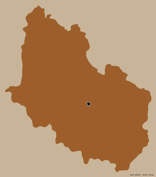 ロシアの領域であるペンザの形は その首都をしっかりとした色の背景に隔離しています パターン化されたテクスチャの構成 3Dレンダリング — ストック写真