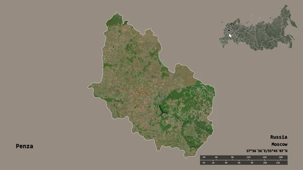 Forma Penza Región Rusia Con Capital Aislada Sobre Fondo Sólido —  Fotos de Stock