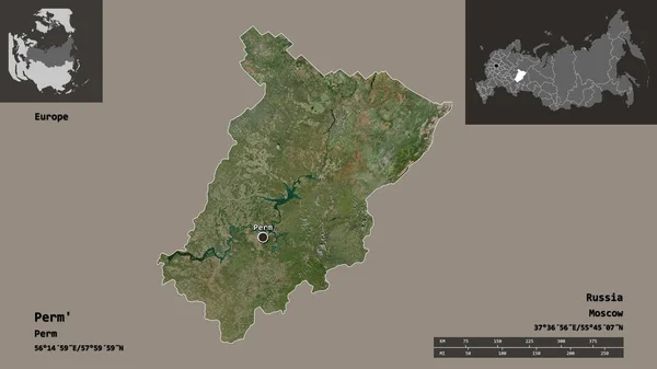Форма Перми Территория России Столица Шкала Расстояний Предварительные Просмотры Метки — стоковое фото