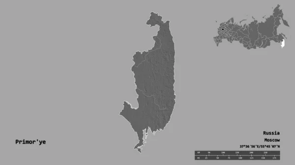 수도는 배경에 고립되어 있으며 러시아 영토인 프리모 형상이다 렌더링 — 스톡 사진