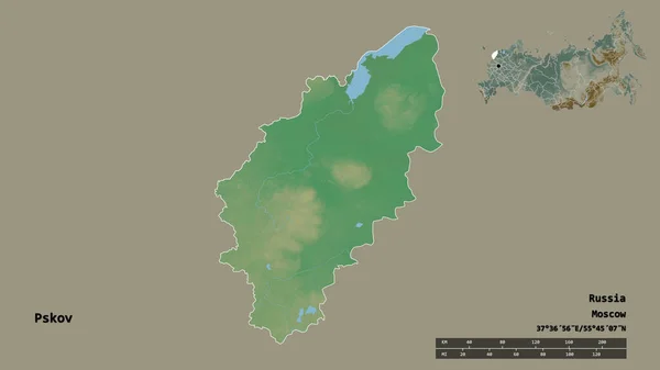 Forma Pskov Región Rusia Con Capital Aislada Sobre Fondo Sólido —  Fotos de Stock