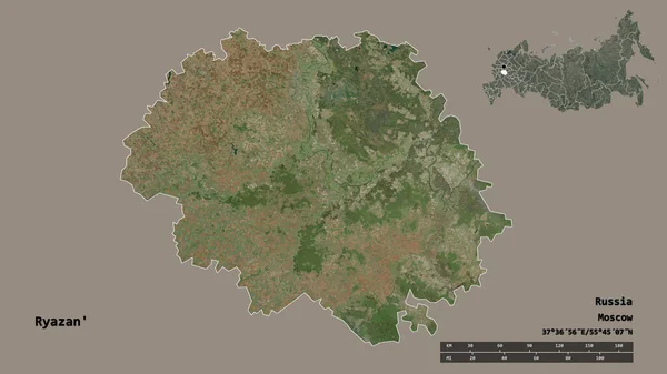 Gestalt Von Rjasan Region Russlands Mit Seiner Hauptstadt Isoliert Auf — Stockfoto