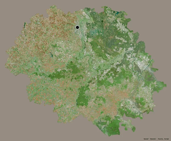 ロシアの地方である リャザン の形で その首都はしっかりとした色背景に隔離されています 衛星画像 3Dレンダリング — ストック写真