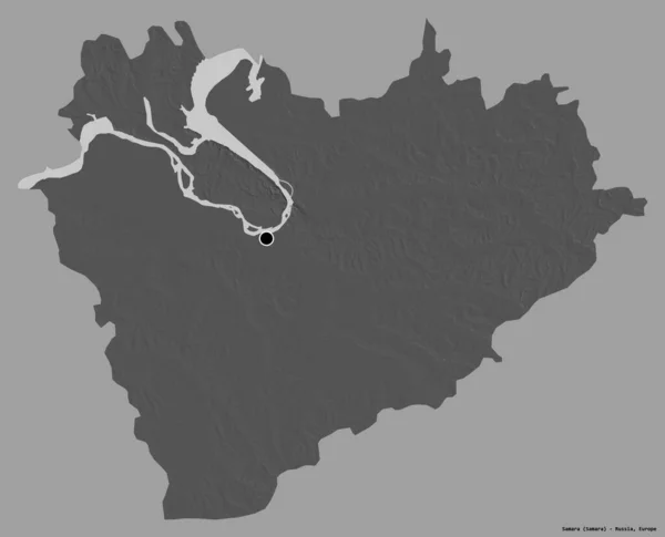 Forma Samara Región Rusia Con Capital Aislada Sobre Fondo Color —  Fotos de Stock