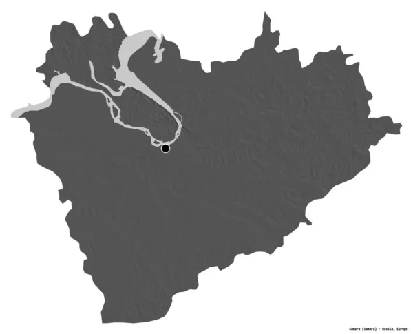 Tvar Samary Ruské Oblasti Hlavním Městem Izolovaným Bílém Pozadí Mapa — Stock fotografie