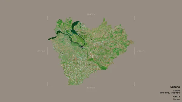 Område Samara Rusland Isoleret Solid Baggrund Georefereret Afgrænsningsboks Etiketter Satellitbilleder - Stock-foto